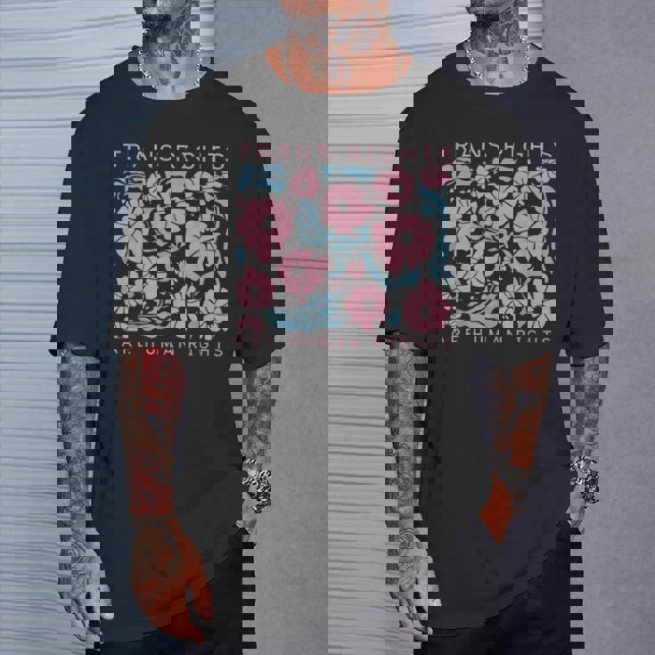 Trans Rights Are Human Rights Floral Lgbtq Pride Transgender T-Shirt Gifts for Him