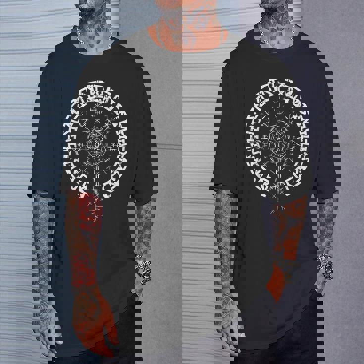 Vegvisir バイキング ルーン文字サークルバイキング Tシャツ 彼への贈り物