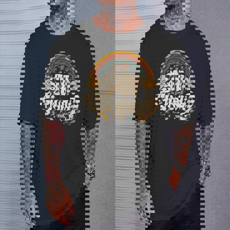 Vintagetay A Groovy 60S 70S Peace Positive Mind ヒッピー Tシャツ 彼への贈り物