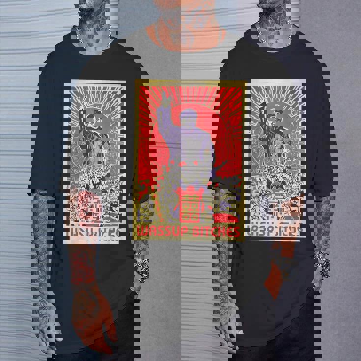 Wassup Bitches 毛沢東 中国共産主義宣伝ポスター Tシャツ 彼への贈り物