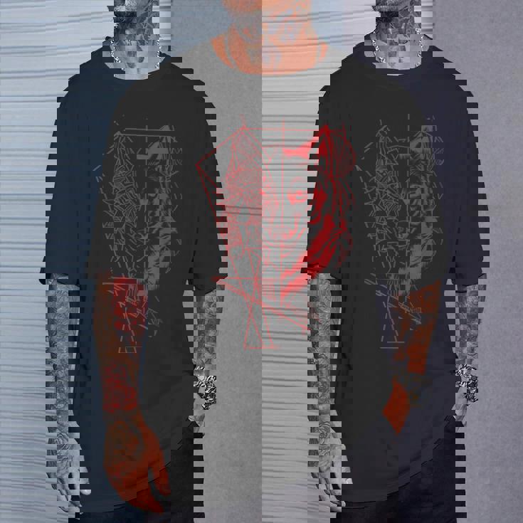 Wolf Products 幾何学模様 アウトドア オオカミ Tシャツ 彼への贈り物