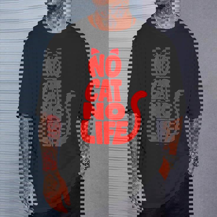 「No Cat No Life」シルエットキャット Tシャツ 彼への贈り物