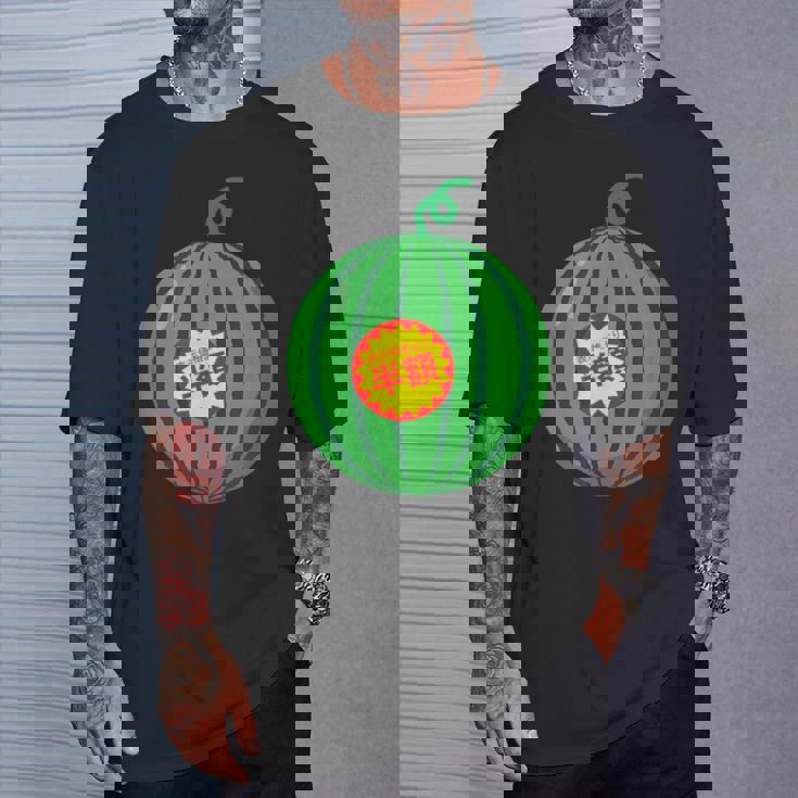 【スイカ】（半額シール）遊び心 おもしろ 夏服 面白い お笑い ユーモア ギャグ ネタ ウケ狙い 笑える 変な 食べ物 Tシャツ 彼への贈り物