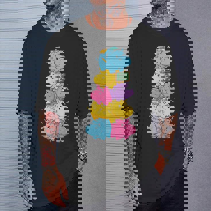 おもしろカバ カラフル レインボー 新学期 キッズ 男の子 女の子 Tシャツ 彼への贈り物