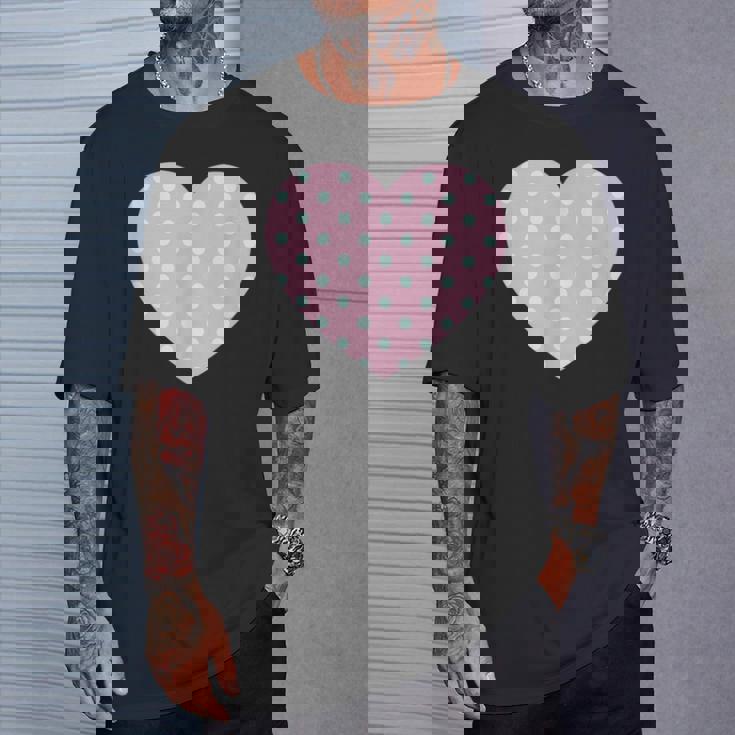 かわいい ライトブルー ピンク 水玉模様 ミニマリスト グラフィック Tシャツ 彼への贈り物