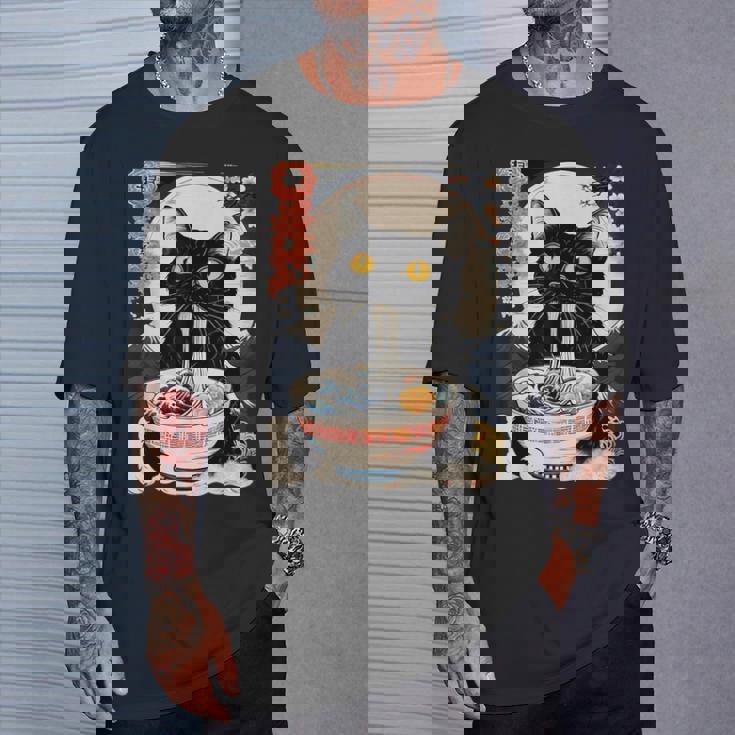 かわいい 猫 食べる ラーメン 麺 面白い アニメ Tシャツ 彼への贈り物