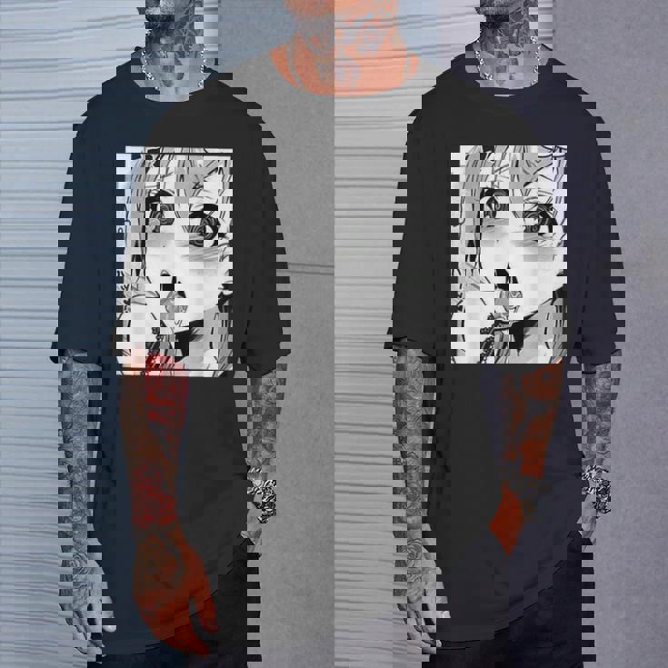 かわいいアヘ顔 アニメ 女の子 オタクウィーブ ラブ ビッグアイズ ドリップ Tシャツ 彼への贈り物