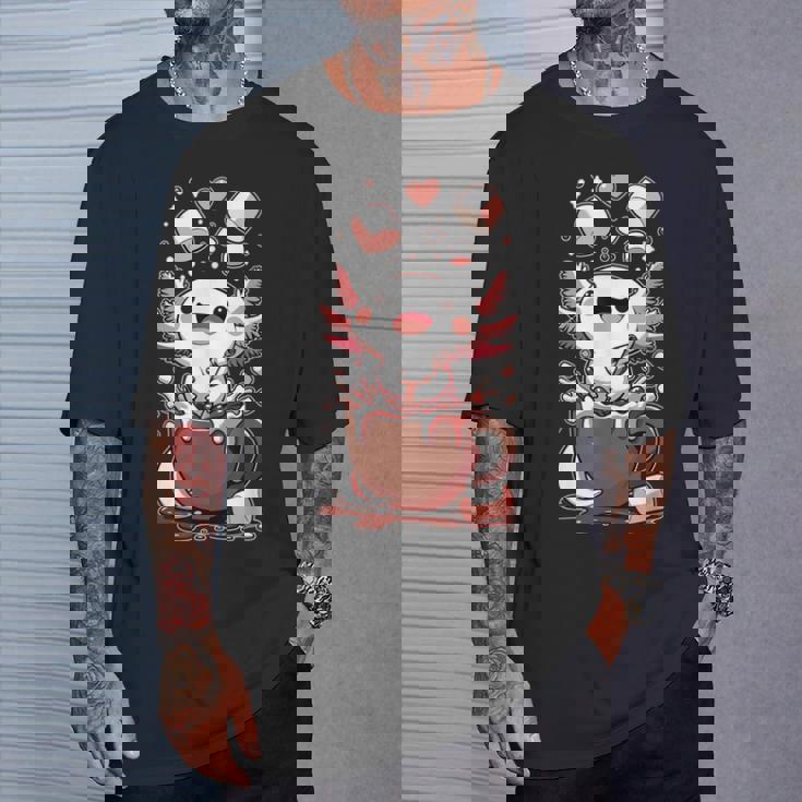 かわいいウーパールートル ホット チョコレート マシュマロ チョコレート ウーパールーパー Tシャツ 彼への贈り物