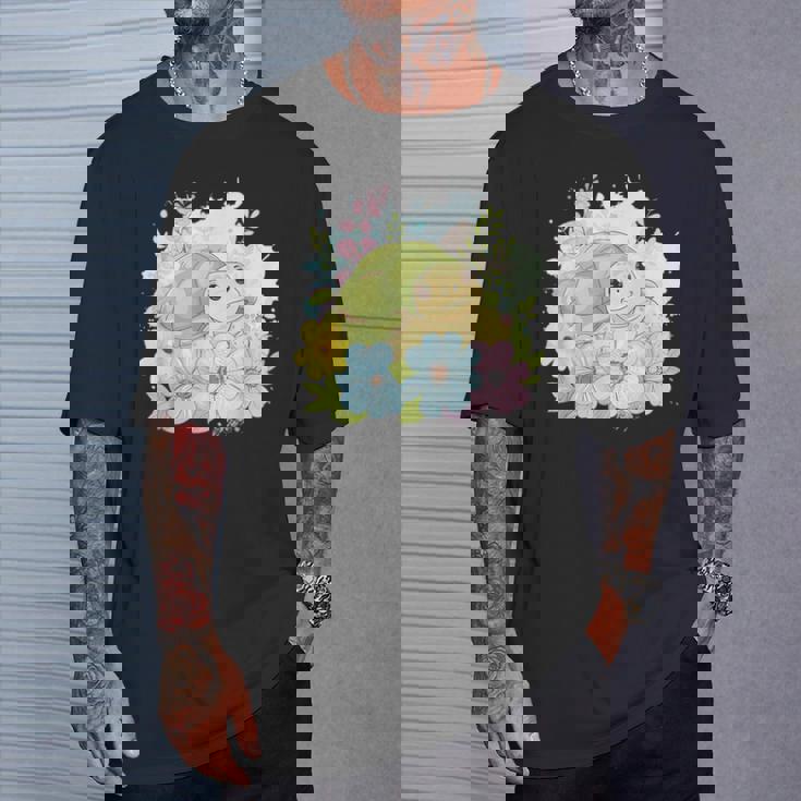 かわいいカメの花 I キッズ 亀 Tシャツ 彼への贈り物