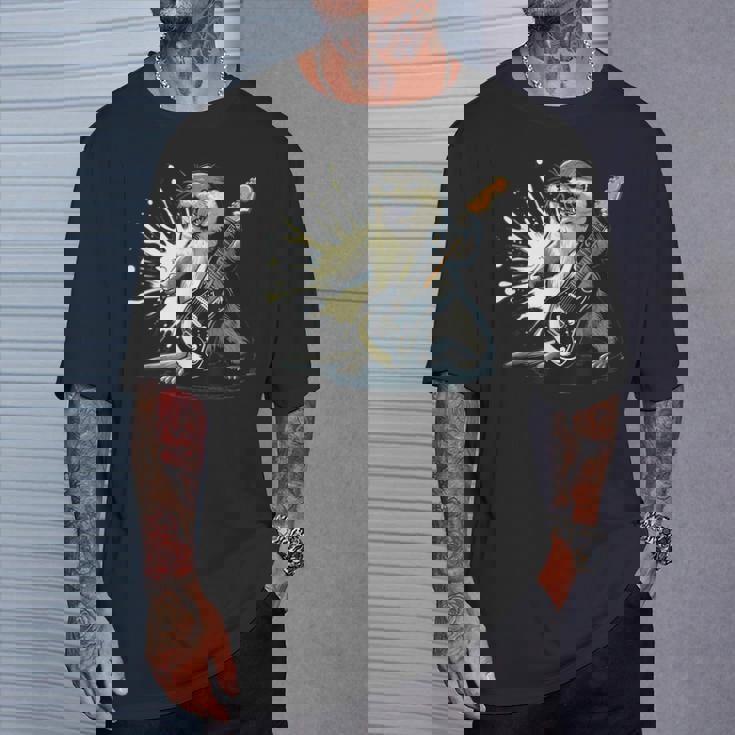 かわいいカワウソの顔のコスチューム エレキギター付き 音楽ファン向け Tシャツ 彼への贈り物