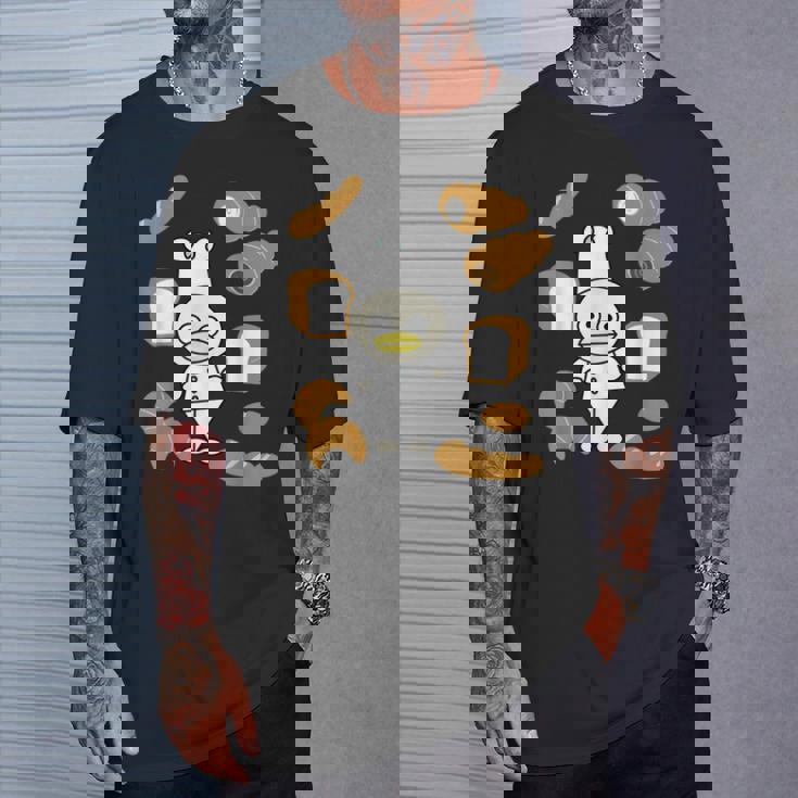 かわいいコックさん パン屋さん編 鳥 フランスパン クロワッサン チョコレートコルネ 食パン 料理 おいしい おもしろ Tシャツ 彼への贈り物