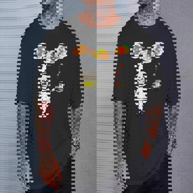 かわいいコックさん 洋食屋さん オムライス ナポリタン ハンバーグ エビフライ ウィンナー フライパン おもしろ Tシャツ 彼への贈り物