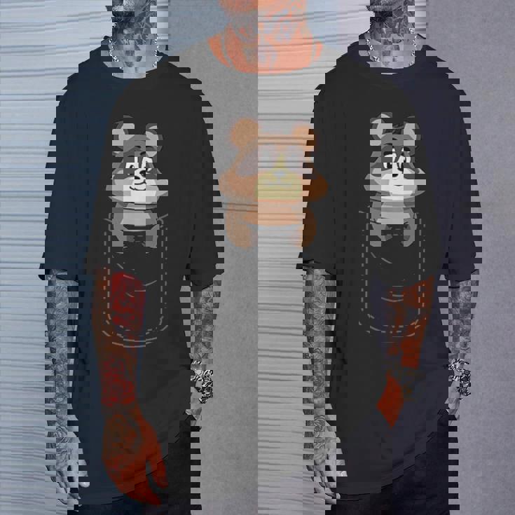 かわいいタヌキ胸ポケット Tシャツ 彼への贈り物