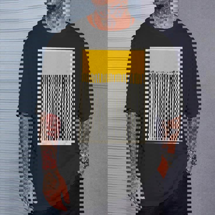 かわいいボーホーシックミニマリスト イエローベージュ ブラックラインストライプ Tシャツ 彼への贈り物