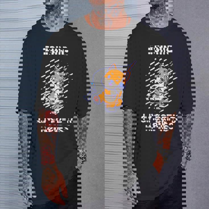 かわいい柴犬 釣りは幸せの秘密 柴犬 Tシャツ 彼への贈り物