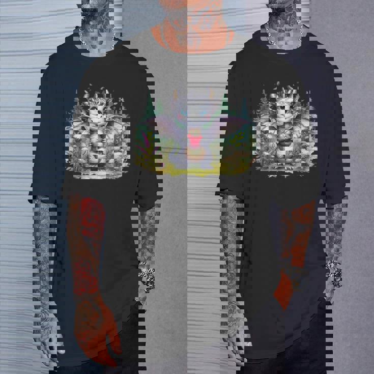 かわいい赤ちゃんドラゴンハート森林ファンタジー水彩ar Tシャツ 彼への贈り物