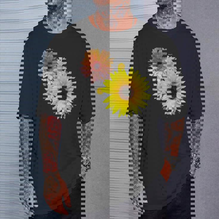 ひまわり ガーベラ 花 デイジー ガーベラ 花 デイジー 花柄 Tシャツ 彼への贈り物