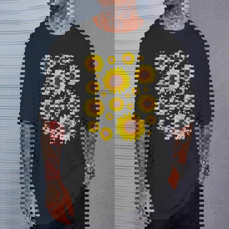 ひまわり 花柄 花 シンプル ポジティブ 夏 グラフィック Tシャツ 彼への贈り物