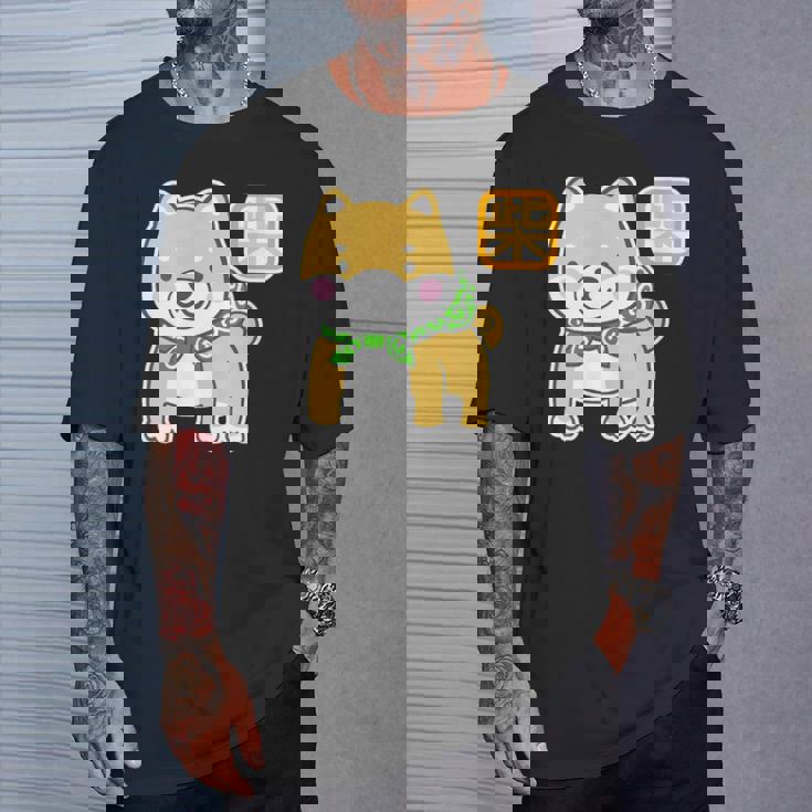 まめしばくん《唐草袋》 柴犬【どうぶつフレンズ】豆柴 ゆるくて かわいい 面白い 動物 キャラクター イラスト Tシャツ 彼への贈り物