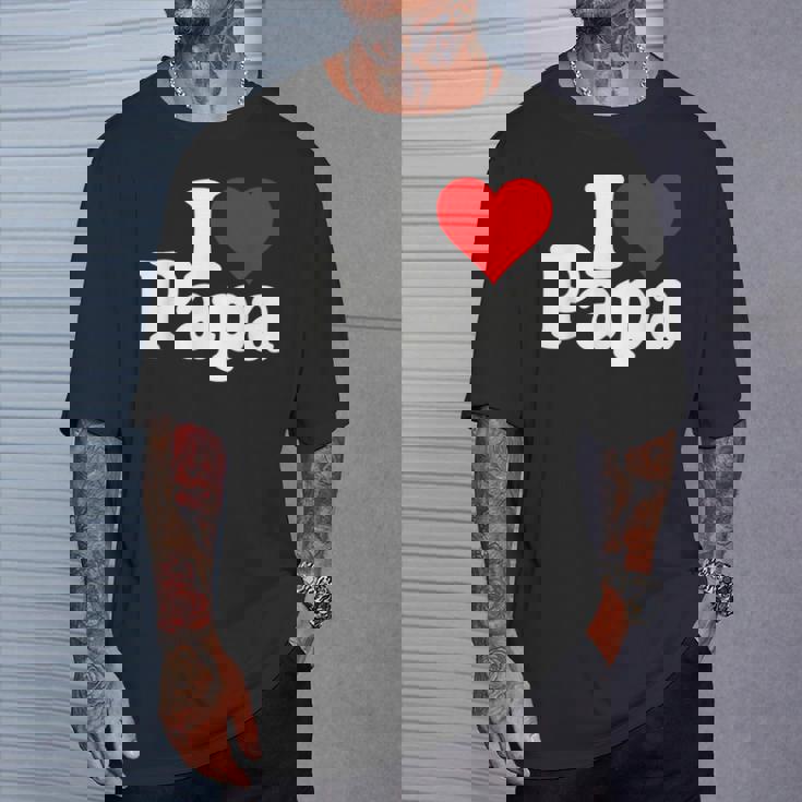 アイラブハートパパ父の日パパパパ Tシャツ 彼への贈り物