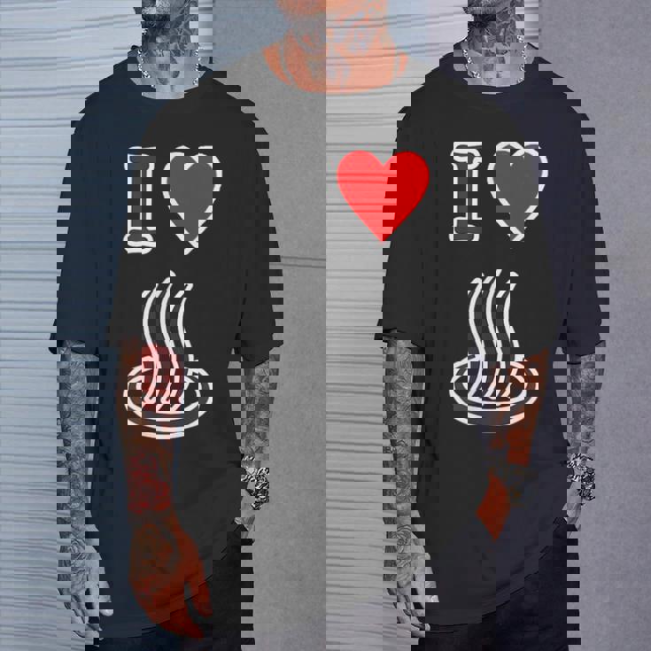 アイラブ・温泉 温泉マーク お風呂 銭湯 記号 お土産 旅行 ハート スタッフ メッセージ・面白 Tシャツ 彼への贈り物