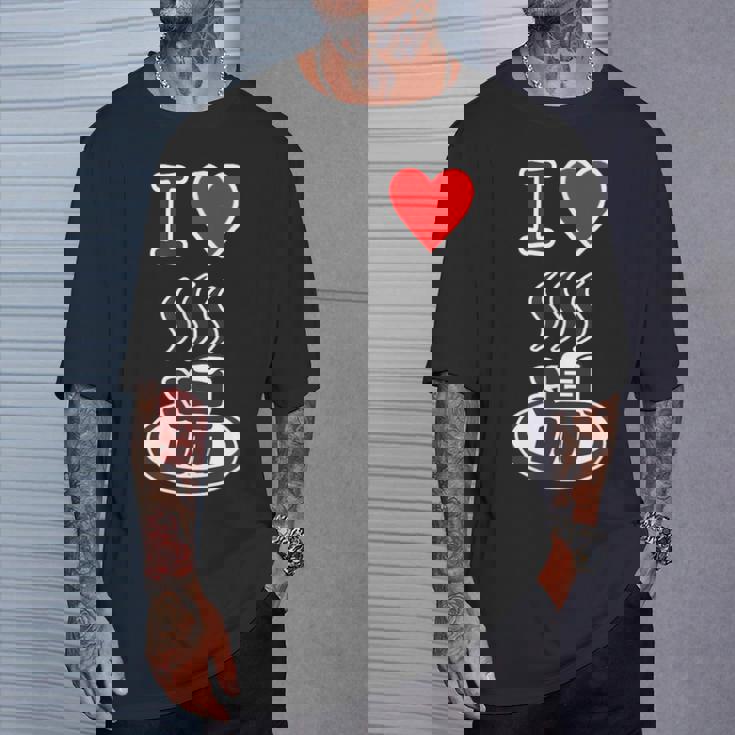 アイラブ・湯 イラスト【温泉】お風呂 マーク 銭湯 記号 ハート お土産 旅行 メッセージ・面白い デザイン Tシャツ 彼への贈り物