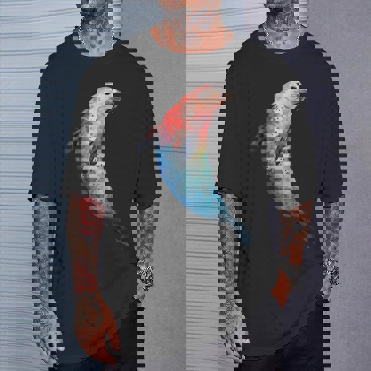 アザラシ アシカ かわいい シール 海 動物 水彩 シール Tシャツ 彼への贈り物