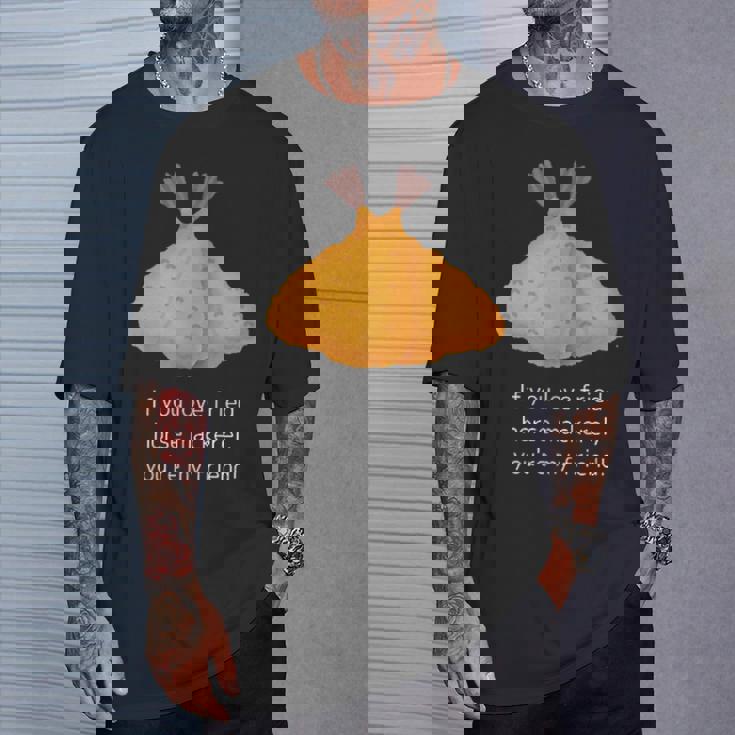 アジフライ好きなら、あなたは私の友達、アジフライ好き共有メッセージ Tシャツ 彼への贈り物