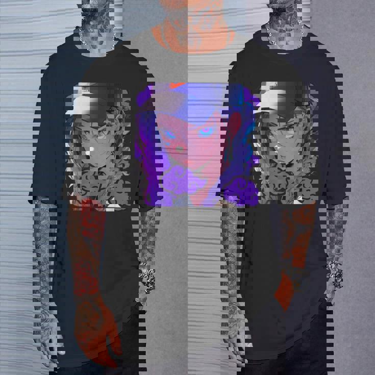 アニバエオタク美少女アニメ少女 紫髪ミステリアス Tシャツ 彼への贈り物