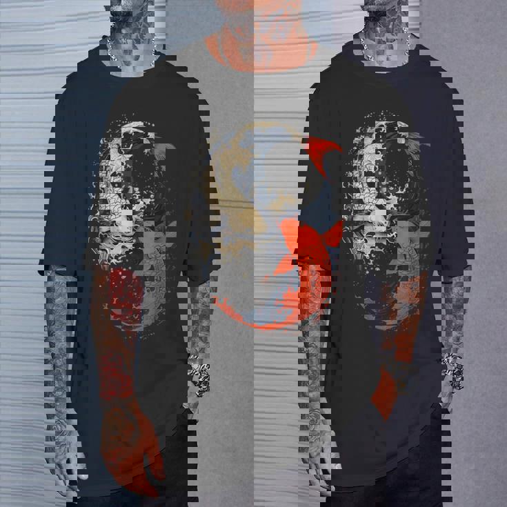 アニメ 日本の鯉 魚 陰陽 アート Tシャツ 彼への贈り物