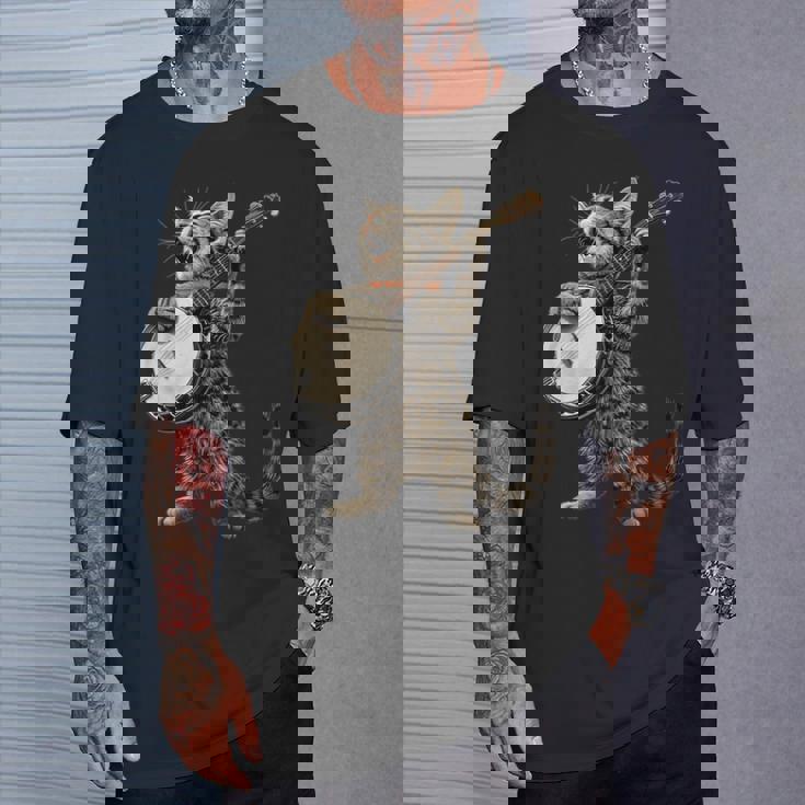 アメリカンショートヘアキャット ブルーグラス バンジョープレイヤー Tシャツ 彼への贈り物