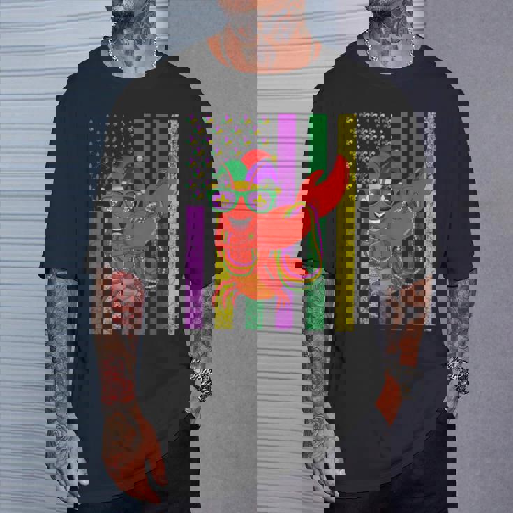 アメリカ国旗 マルディグラ ザリガニ ダビング Tシャツ 彼への贈り物