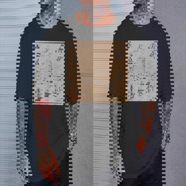 アンティークエンジニアリング機械科学パターン Tシャツ 彼への贈り物