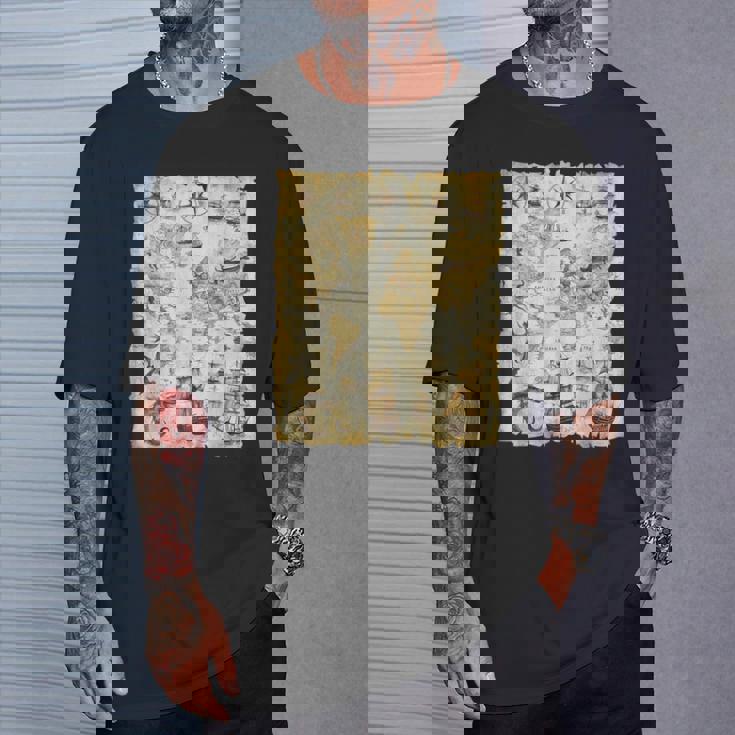 アンティーク地図 海の生き物 海賊 Tシャツ 彼への贈り物