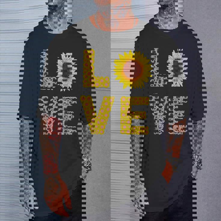 イエロー ひまわり ラブフラワー ひまわり 花柄 かわいい Tシャツ 彼への贈り物