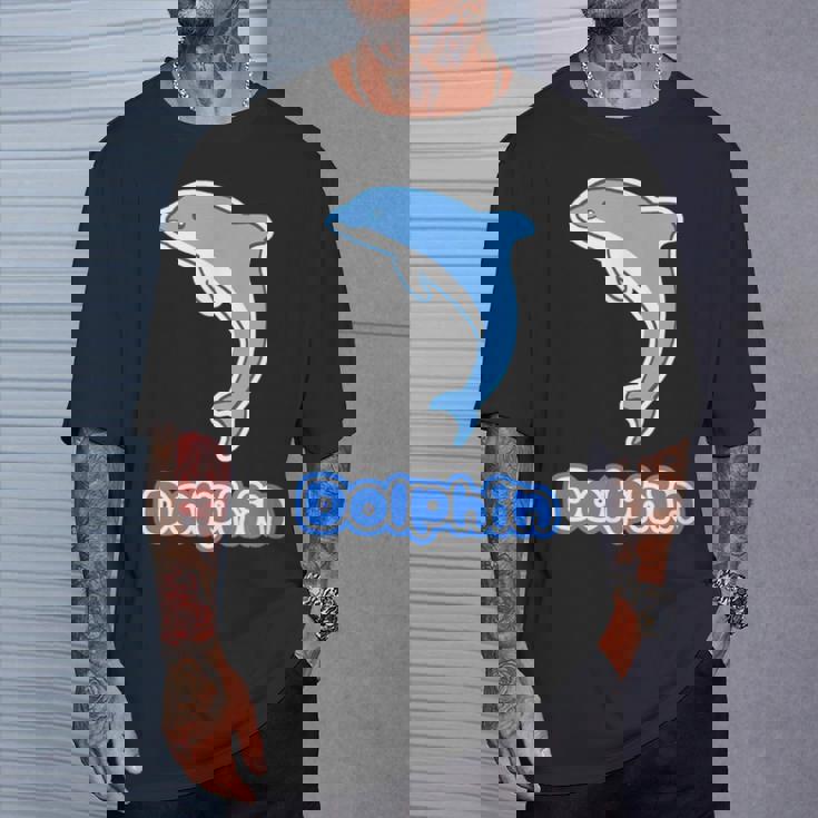 イルカ Dolphin ドルフィン【どうぶつフレンズ】水族館 海の生き物 ゆるくて かわいい 動物 イラスト Tシャツ 彼への贈り物