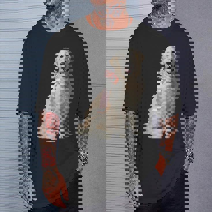 イングリッシュクリーム ゴールデンレトリバー 子犬 ピンク リボン クリーン ガール Tシャツ 彼への贈り物