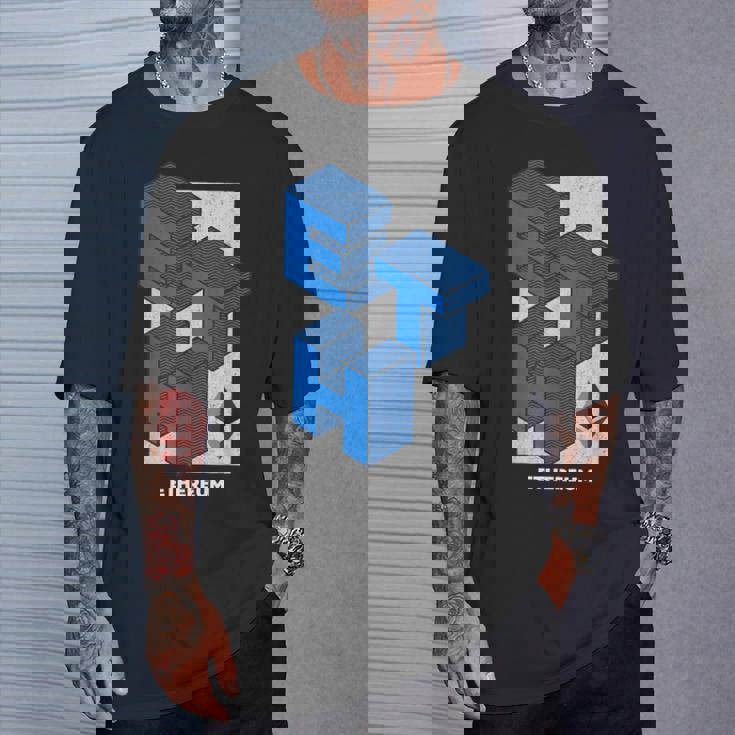 イーサリアム クリプトアイソメトリックテキスト Eth 暗号通貨シャツ Tシャツ 彼への贈り物