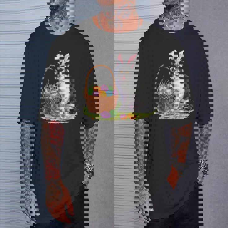 イースターデー 猫 バニー 耳 卵 イースター ウサギ 男性 女性 キッズ Tシャツ 彼への贈り物