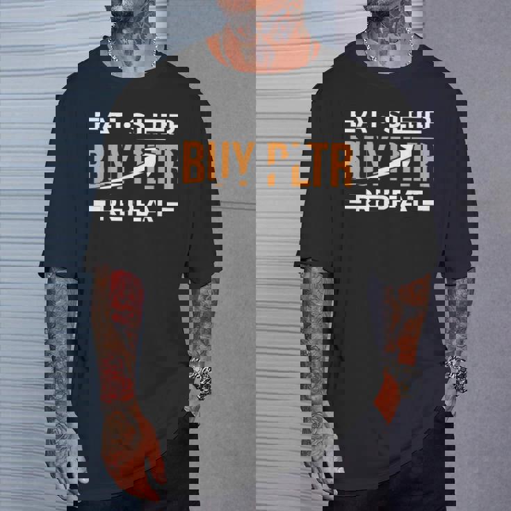 イート・スリープ・インベストはpltrを購入してください。パランティア投資 Tシャツ 彼への贈り物