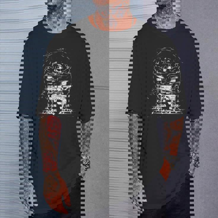 ウィトルウィウス的人体図 ドラム 面白tシャツ レオナルドダヴィンチ おもしろ ドラマー 服 音楽 メンズ Tシャツ 彼への贈り物