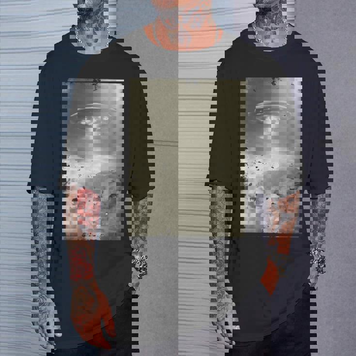 エイリアン Ufo の侵略 面白いハムスターの自撮り Tシャツ 彼への贈り物