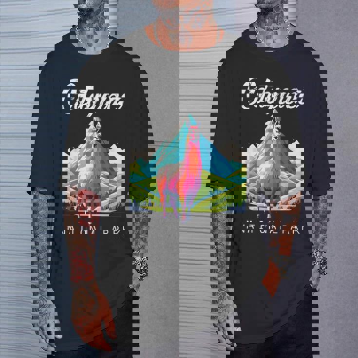 エクアドル コトパクシ国立公園 レトロ ラマ お土産 ハイキング Tシャツ 彼への贈り物