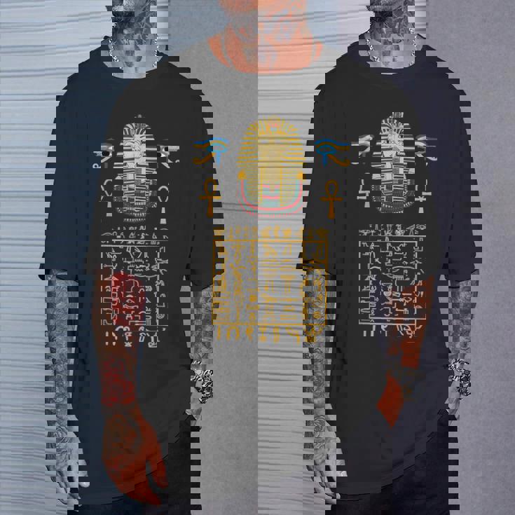 エジプトヒエログリフ シンボル ツタ王 ファラオ Tシャツ 彼への贈り物