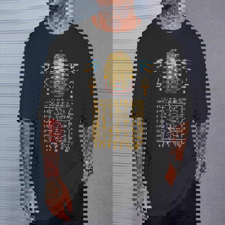 エジプトヒエログリフ シンボル ツタ王 ファラオ 長袖tシャツ Tシャツ 彼への贈り物