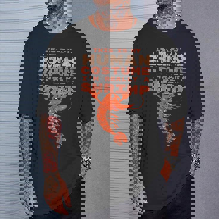 エビ 面白い人間のコスチューム レトロ エビやザリガニ Tシャツ 彼への贈り物