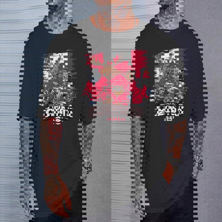 エルボーアップ カナダ カナディアン ビーバー ヘラジカ ホッケーチーム メープルリーフ Tシャツ 彼への贈り物