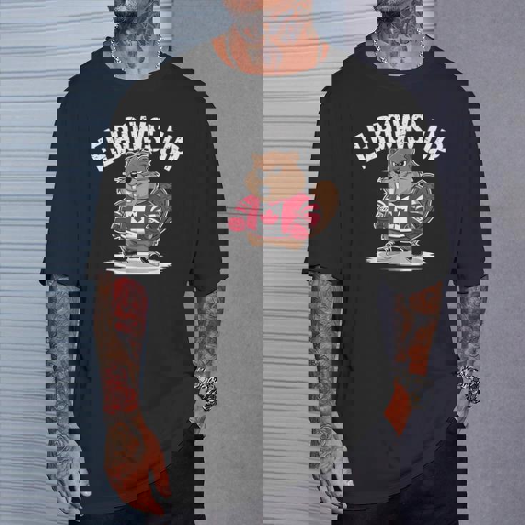 エルボーズ アップ ホッケー ビーバー カナダ人 誇り高き北 強くて自由 Tシャツ 彼への贈り物