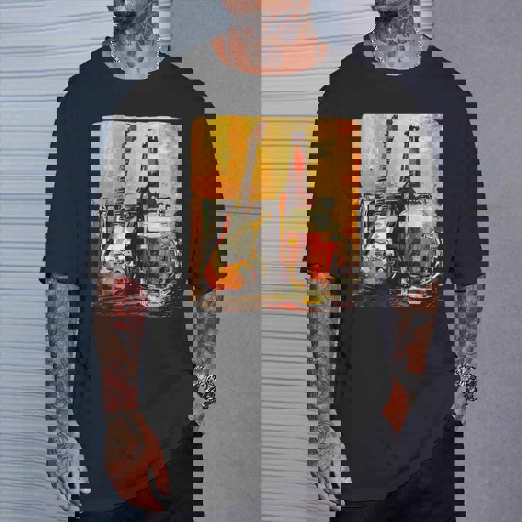 エレキギター好きのための酒とビールのロックギター Tシャツ 彼への贈り物