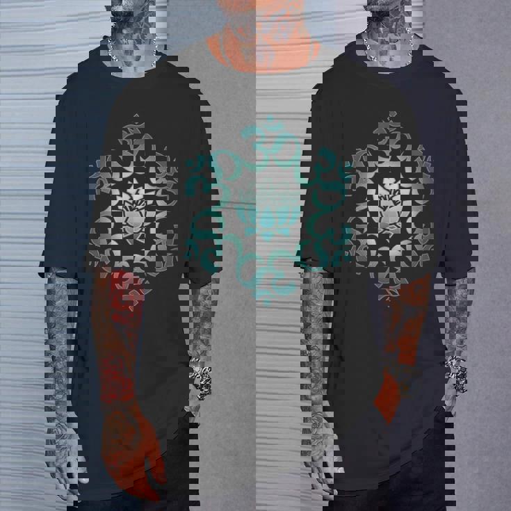 オム、マントラ、シンボル、マンダラ、蓮の花、仏教、ヨガ Tシャツ 彼への贈り物